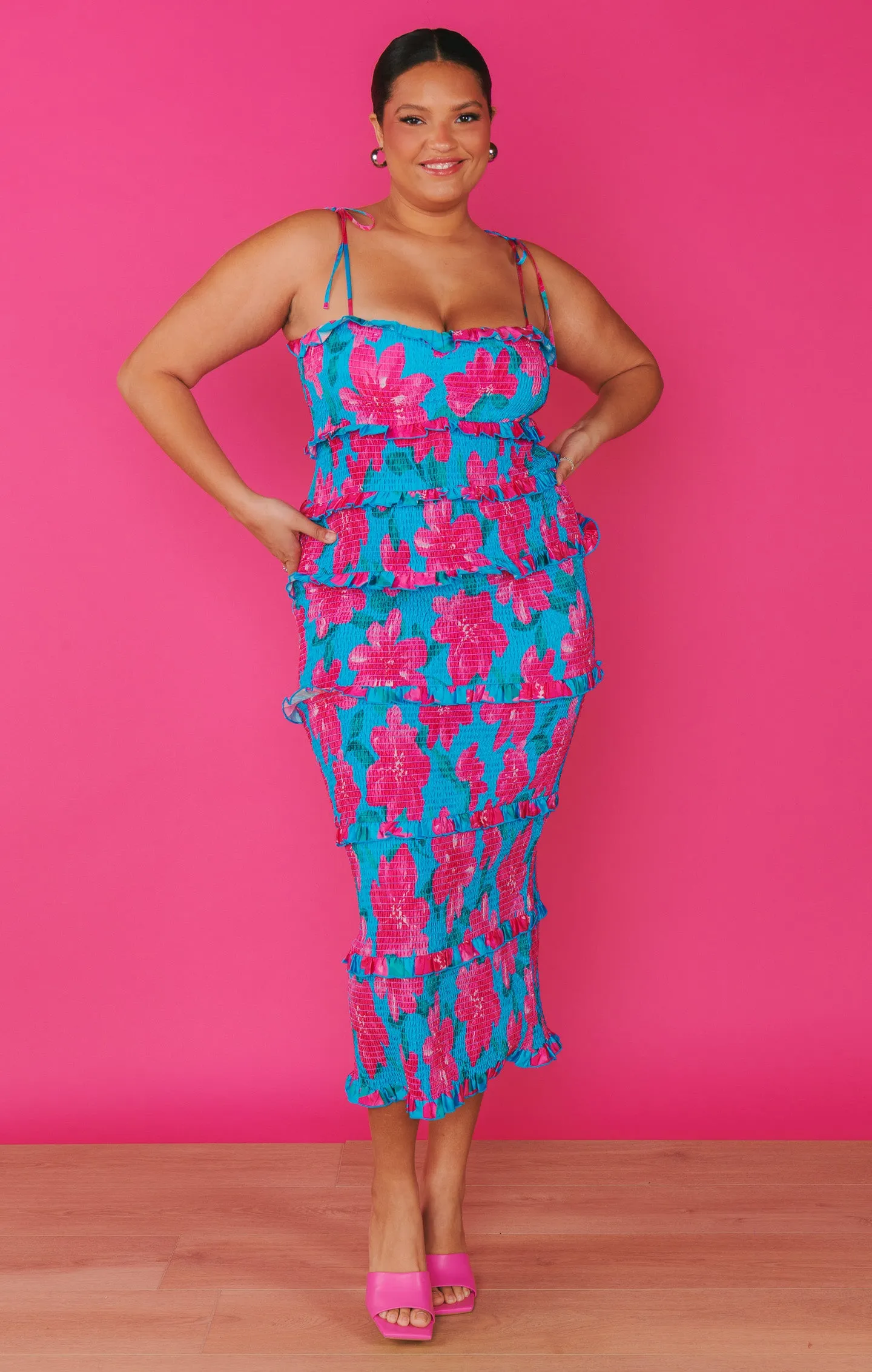 Robe plissée Stella ~ Bleu Garden Party