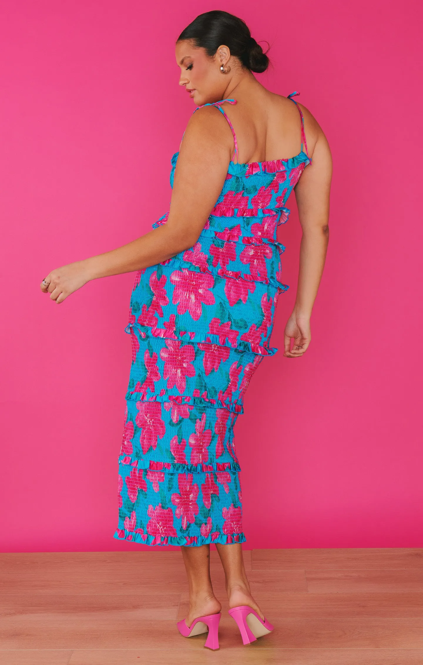 Robe plissée Stella ~ Bleu Garden Party