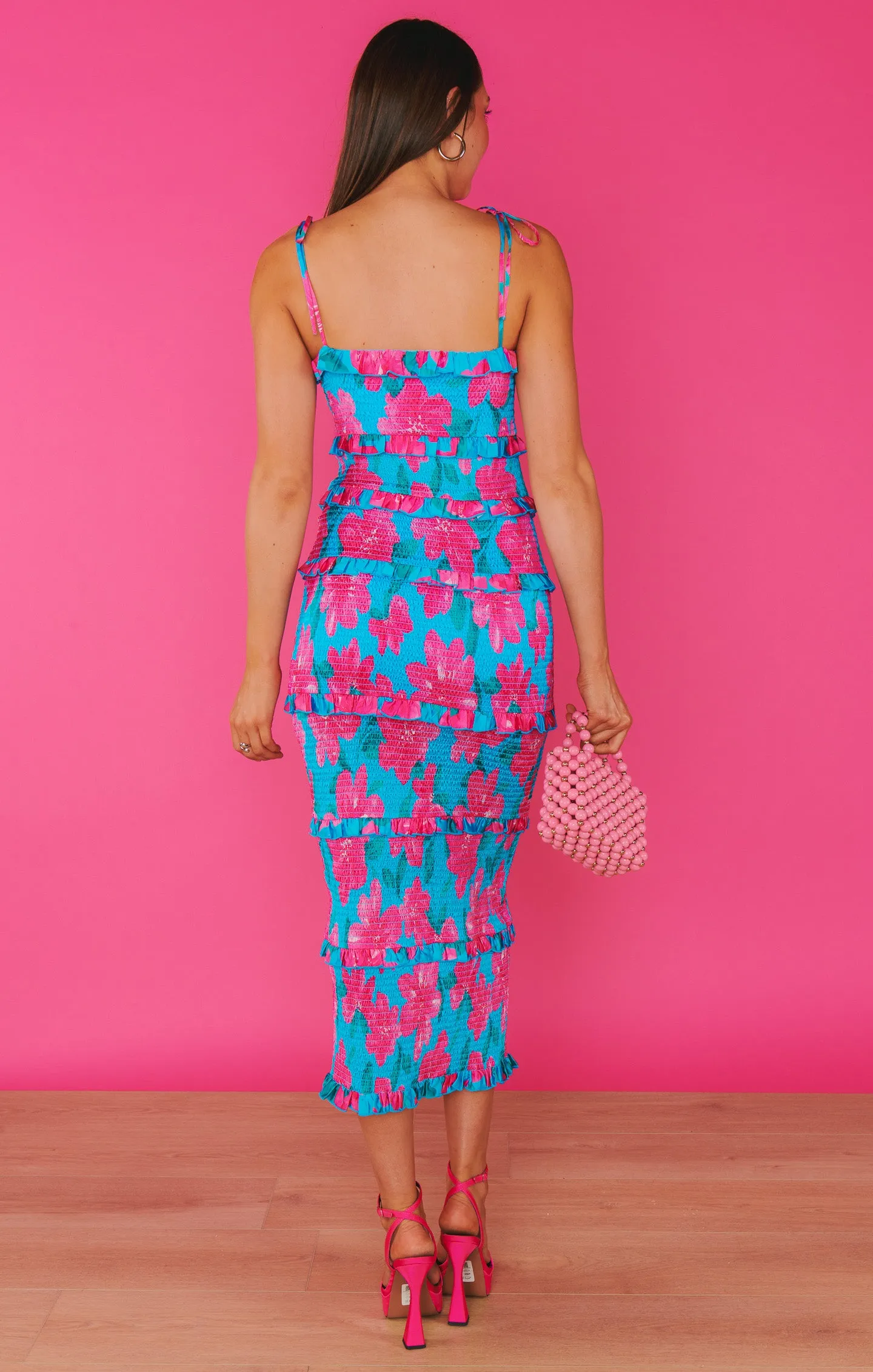 Robe plissée Stella ~ Bleu Garden Party