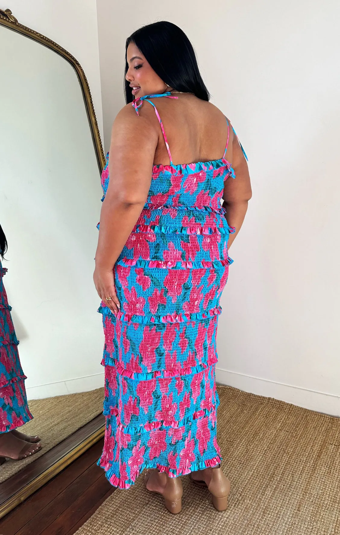 Robe plissée Stella ~ Bleu Garden Party