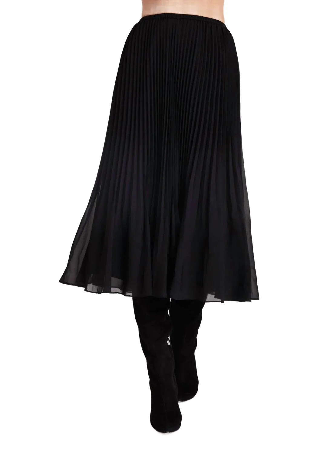 Jupe plissée mi-longue Sunburst en noir