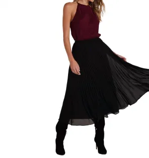 Jupe plissée mi-longue Sunburst en noir