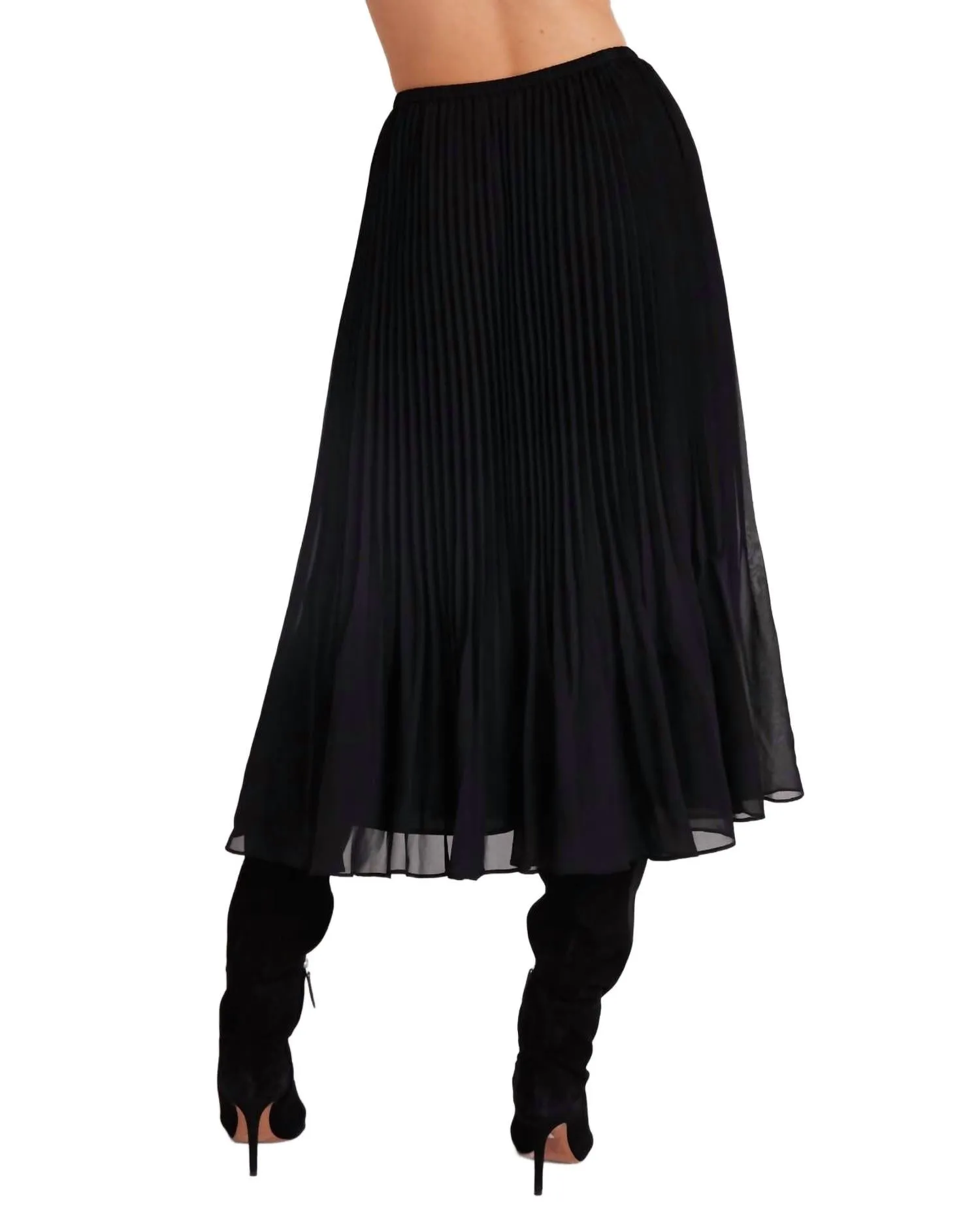 Jupe plissée mi-longue Sunburst en noir