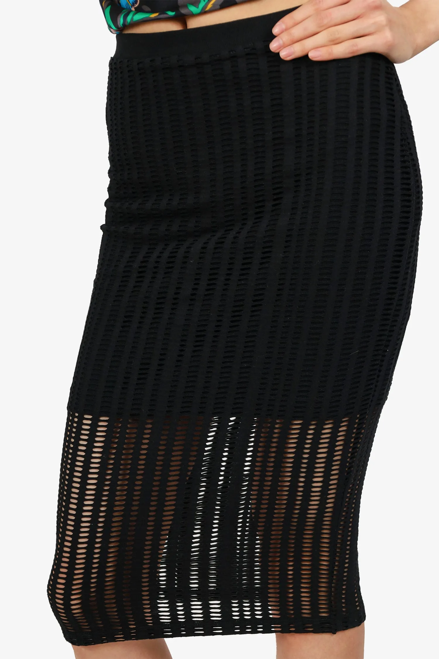 Jupe crayon en jersey perforé noir T By Alexander Wang Taille XS