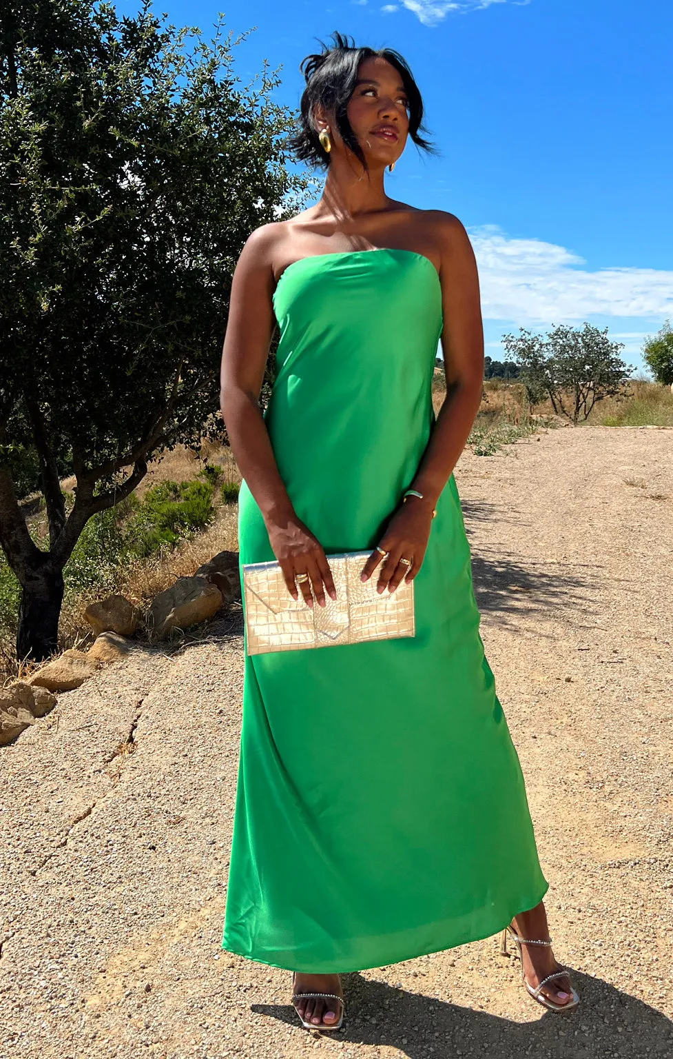 Robe tube Taylor ~ Satin luxe vert trèfle
