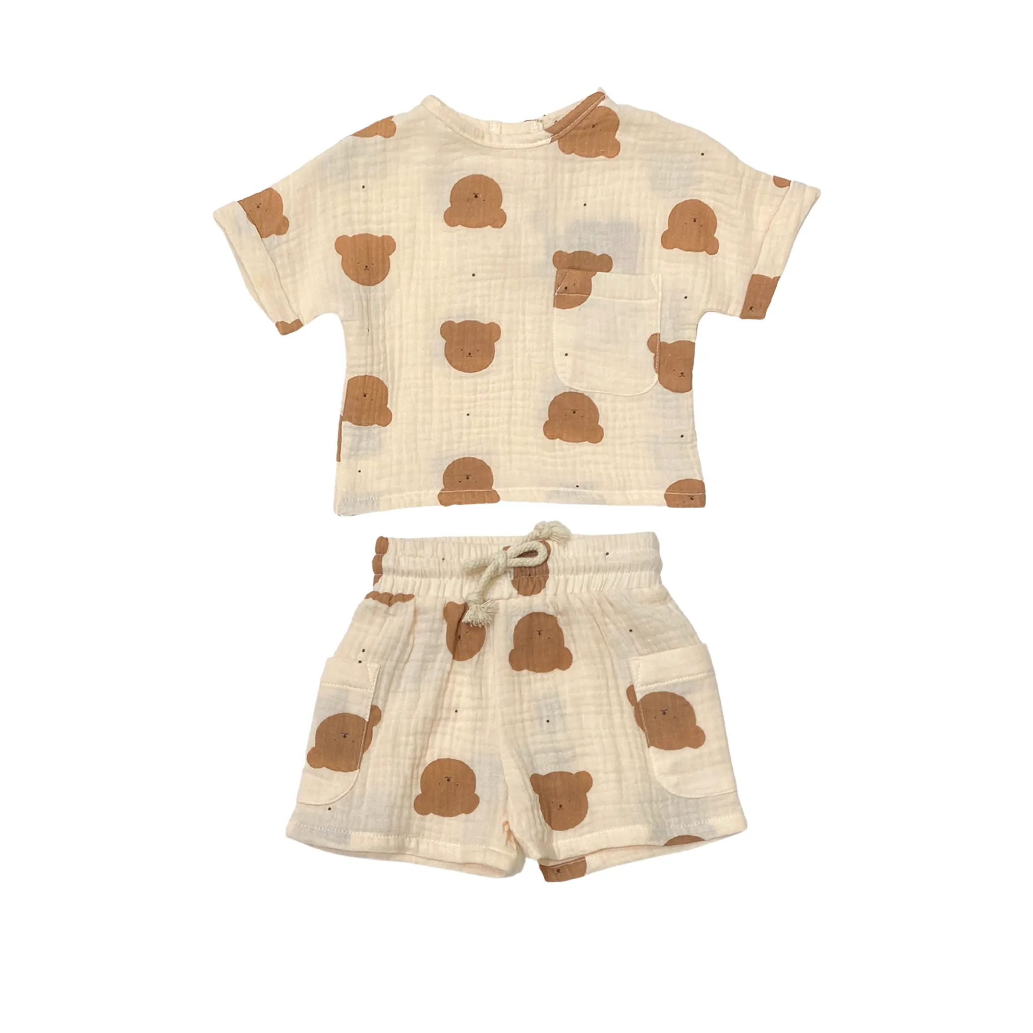 Ensemble Short et T-Shirt en Mousseline de Coton Bio Teddy