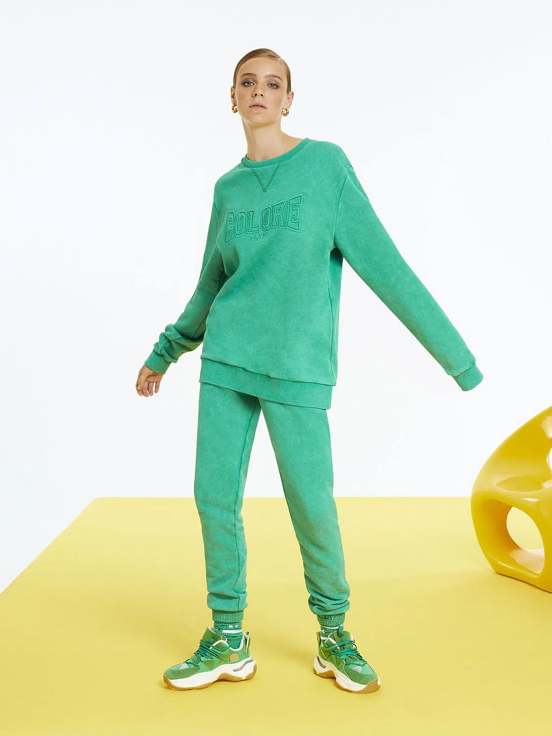 Sweat-shirt ample à texte imprimé
