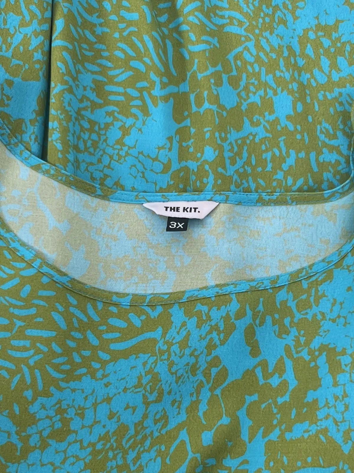 Le Kit. Taille 3X (24) Robe Animale Abstraite Turquoise & Lime
