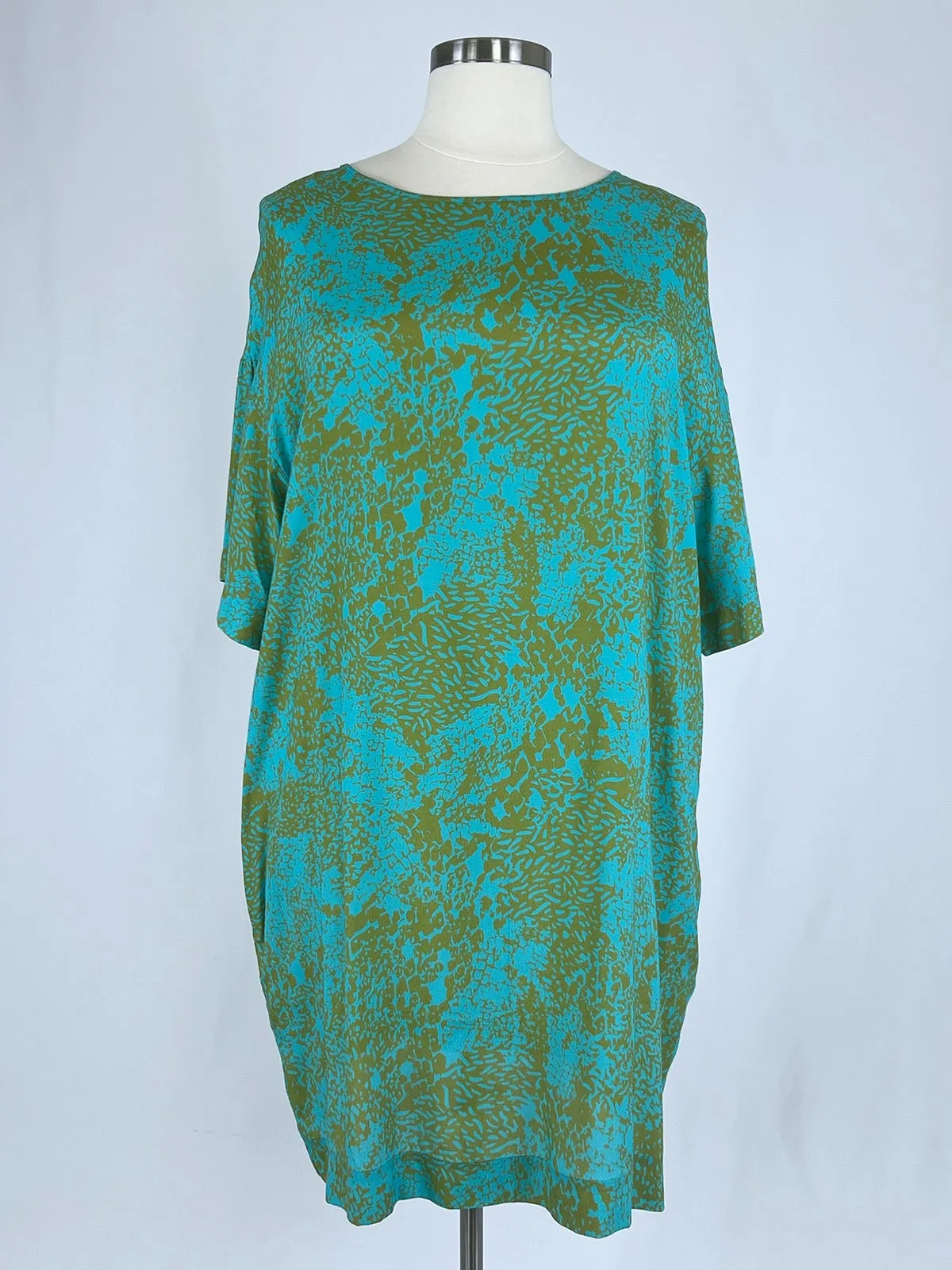 Le Kit. Taille 3X (24) Robe Animale Abstraite Turquoise & Lime