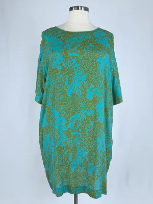 Le Kit. Taille 3X (24) Robe Animale Abstraite Turquoise & Lime