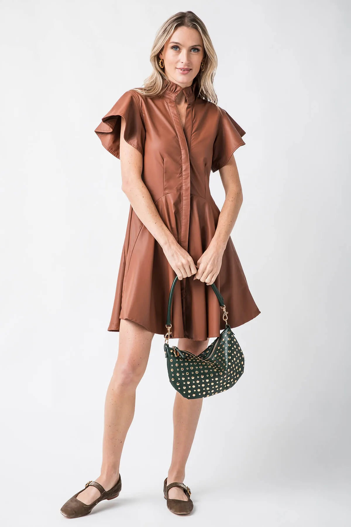 Robe THML à manches volantes en simili cuir