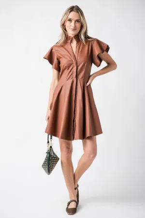 Robe THML à manches volantes en simili cuir