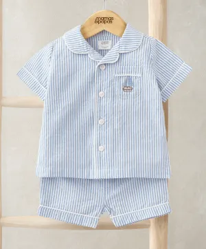 Ensemble Haut & Short (2 Pièces) - Rayures Bleues Babykids Mamas & Papas
