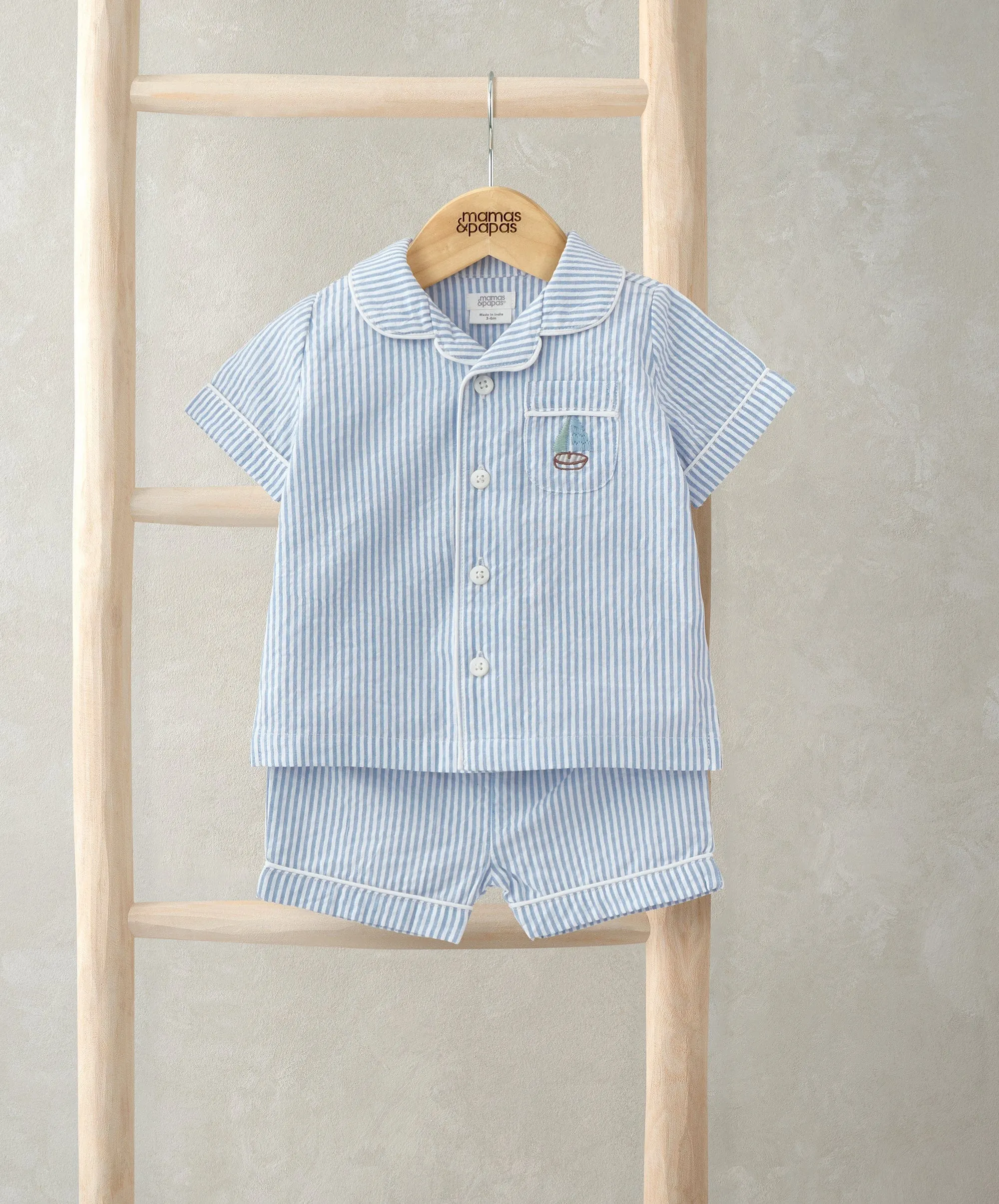 Ensemble Haut & Short (2 Pièces) - Rayures Bleues