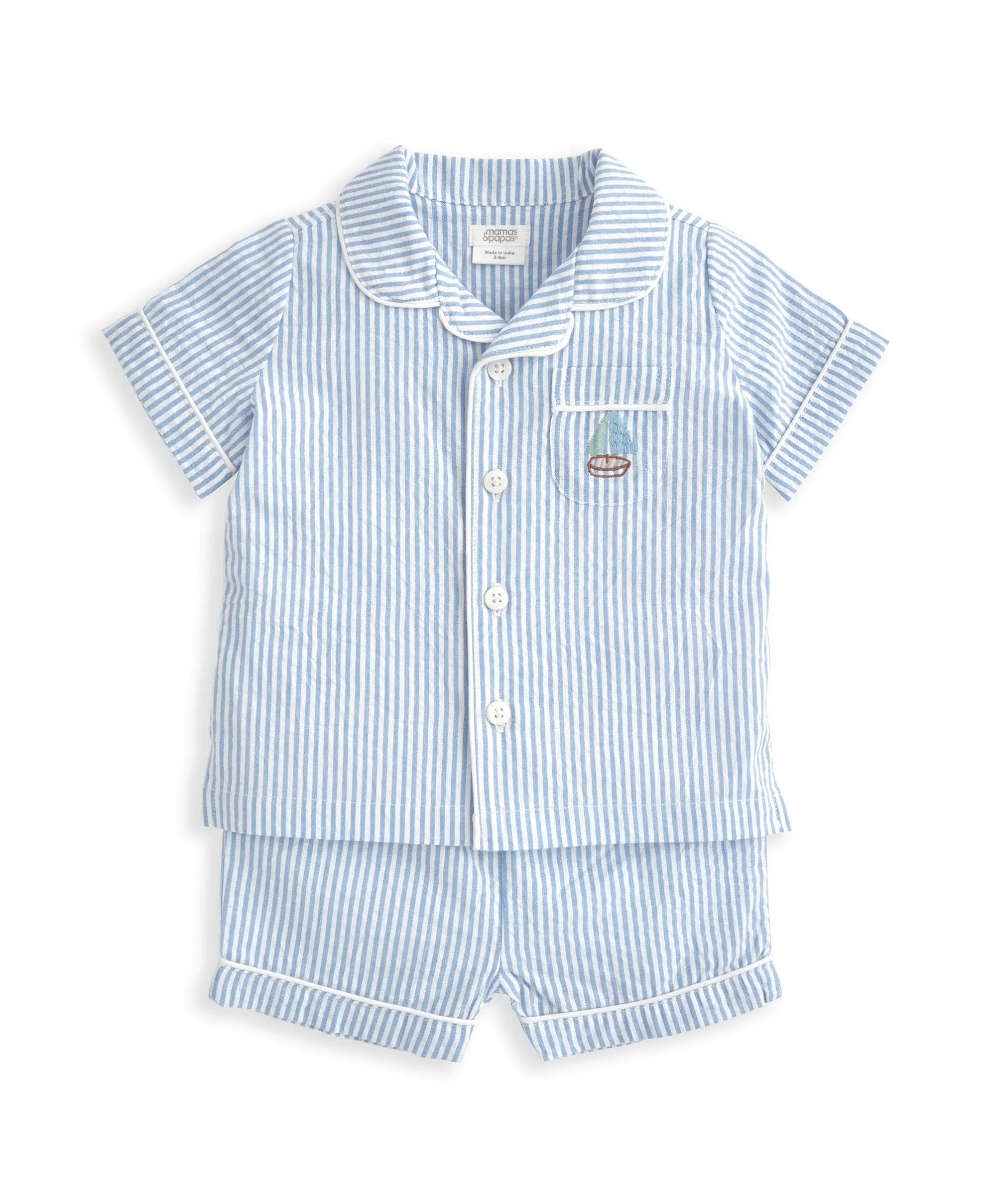 Ensemble Haut & Short (2 Pièces) - Rayures Bleues