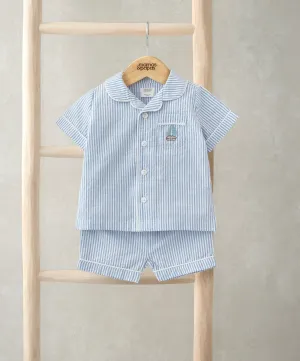 Ensemble Haut & Short (2 Pièces) - Rayures Bleues