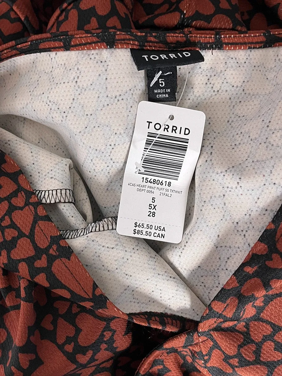 Robe Torrid Taille 5X (28) Cœurs Noir & Rouille NEUVE AVEC ÉTIQUETTE