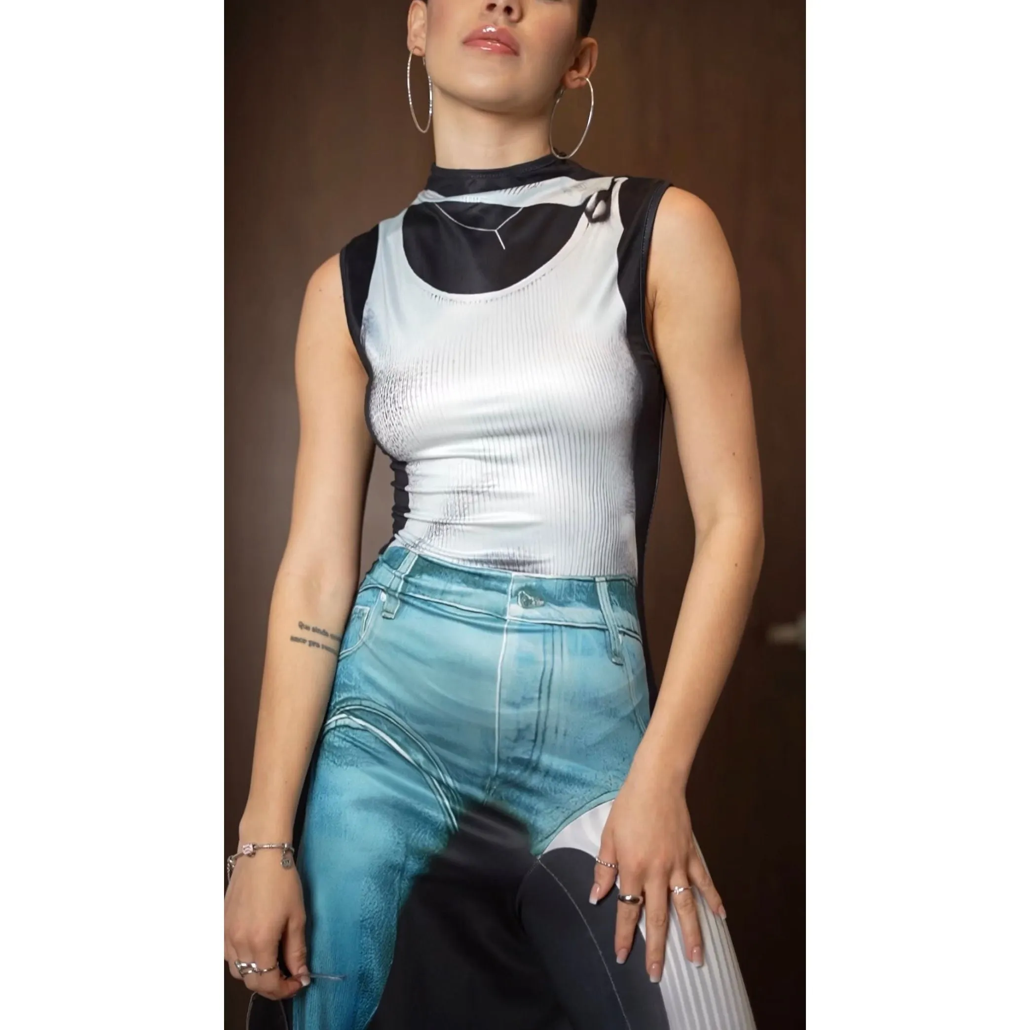 Robe maxi trompe-l'œil