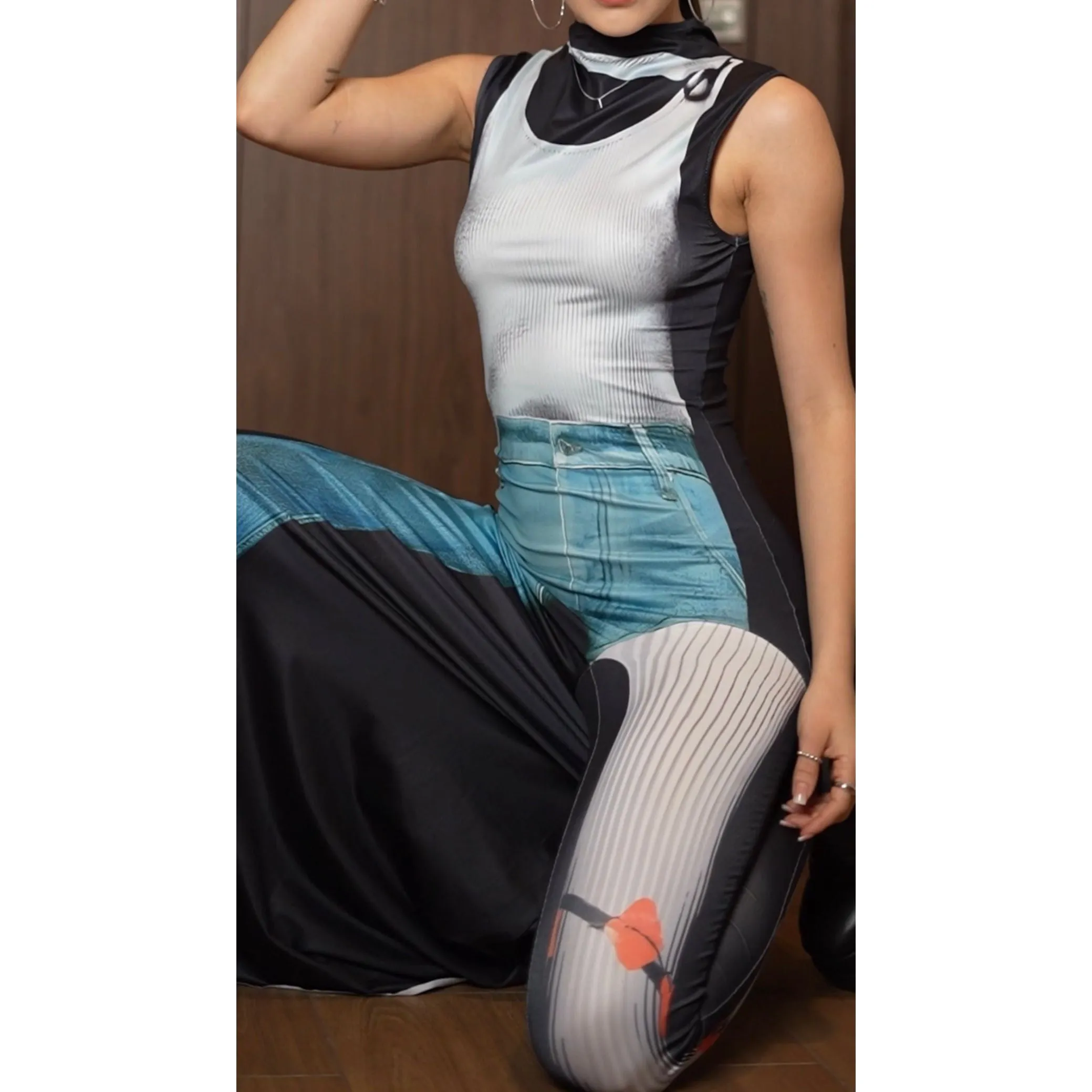 Robe maxi trompe-l'œil