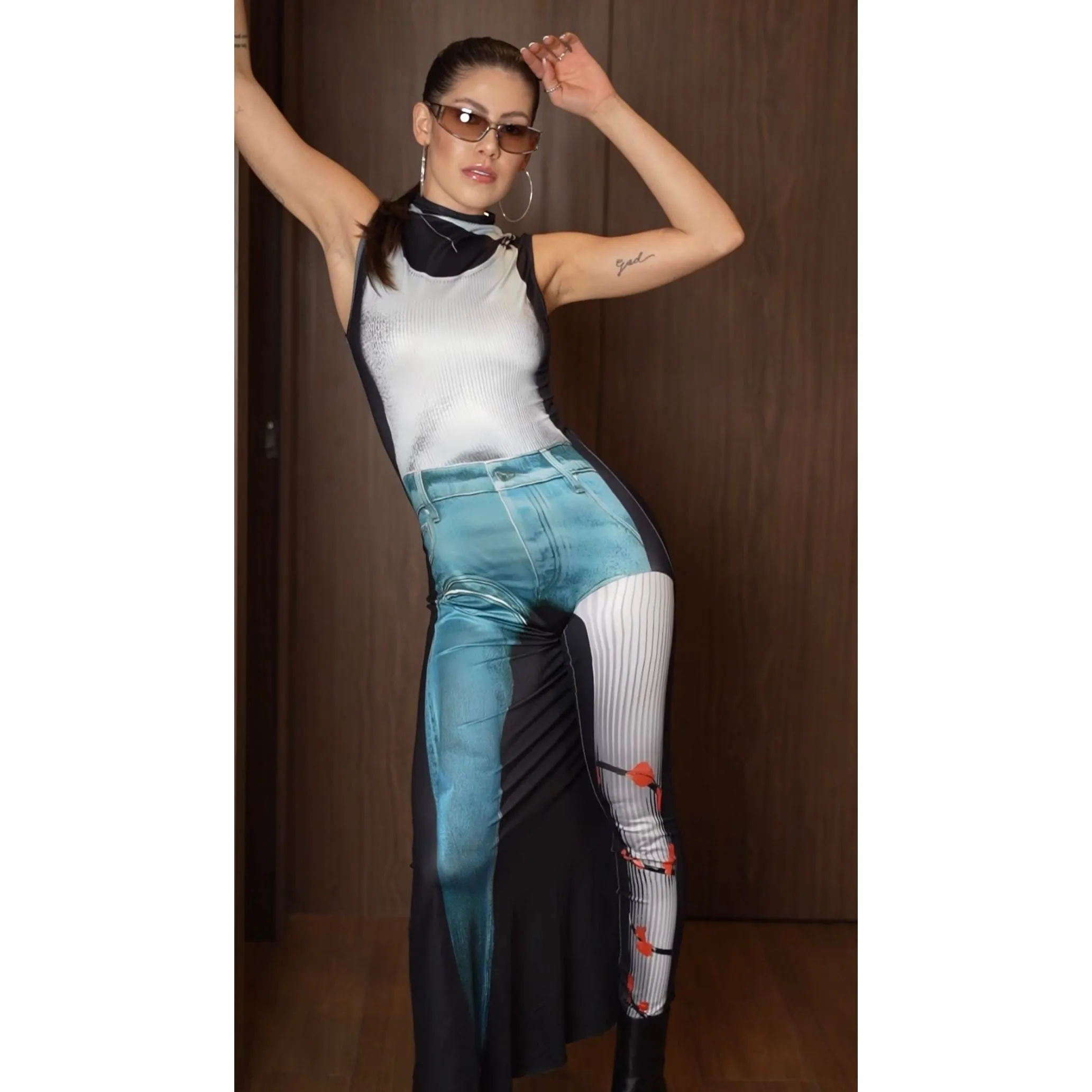 Robe maxi trompe-l'œil