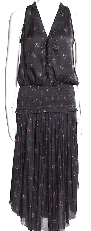 Robe longue semi-transparente à imprimé floral noir Ulla Johnson