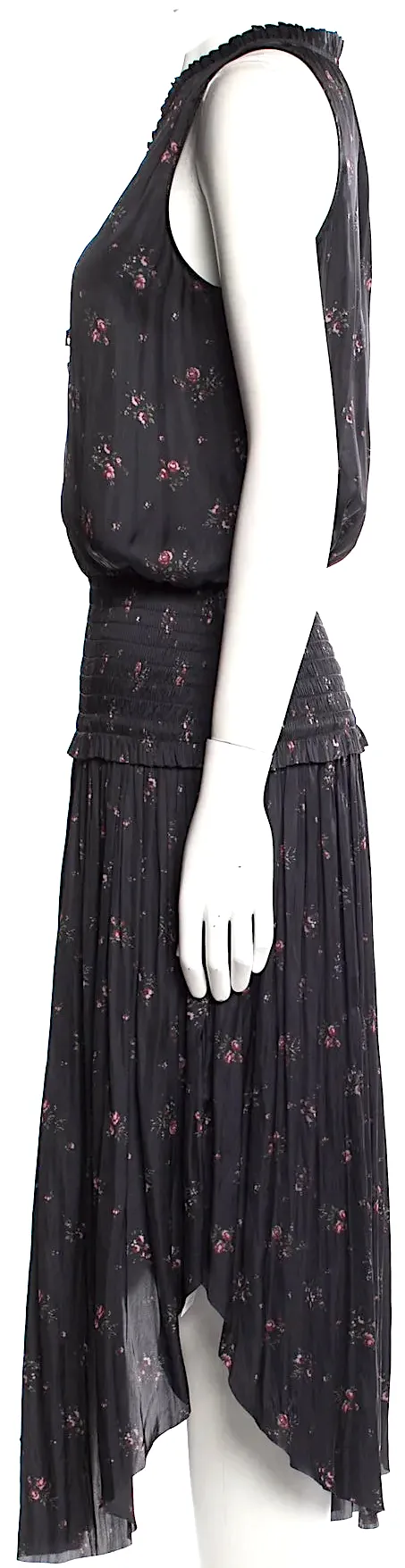 Robe longue semi-transparente à imprimé floral noir Ulla Johnson