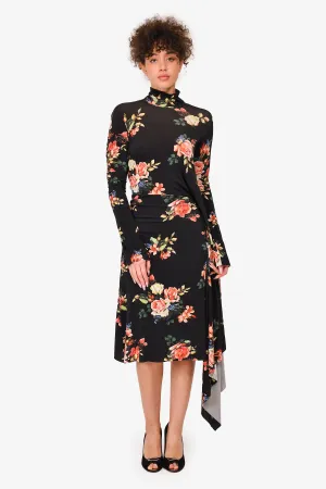 Vêtements Hiver 2018 Robe Noire à Motifs Floraux Dos Nu Taille S