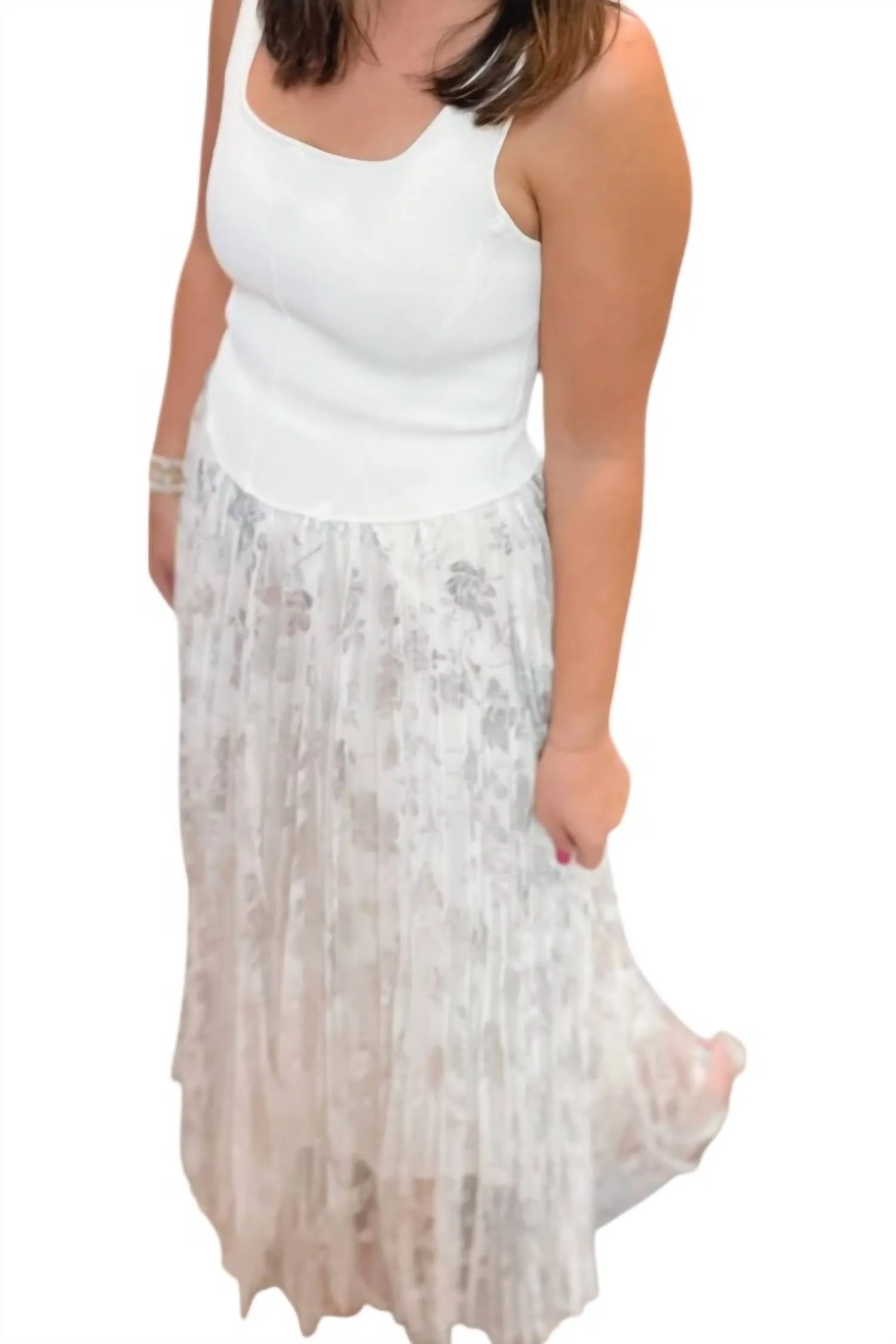Jupe Longue Viv Floral En Argent