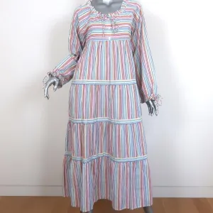 Robe longue chaude en coton rayé arc-en-ciel colonial Taille 2 Manches longues NEUVE