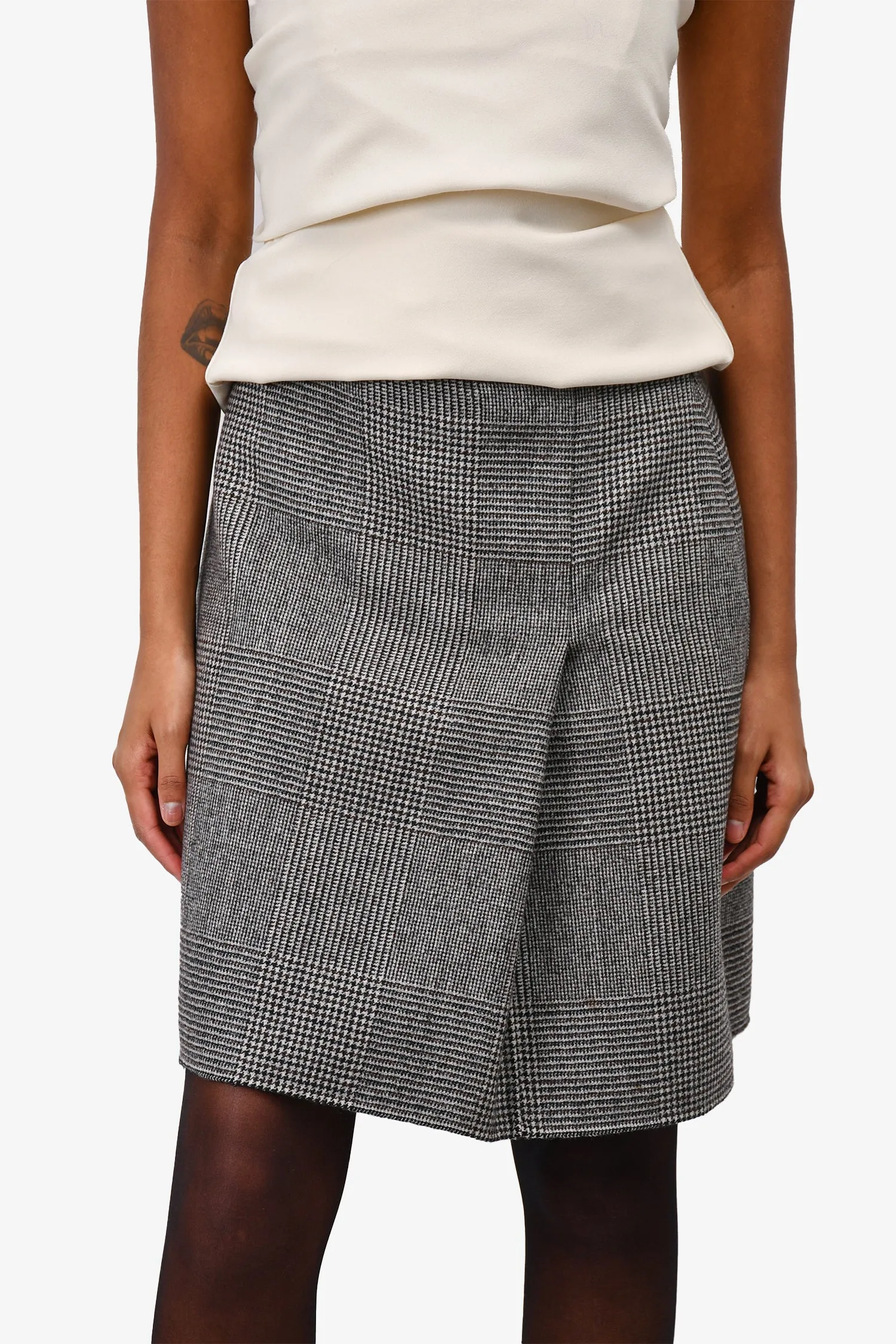Weekend Max Mara Jupe en Laine Gris à Motif Pied-de-Poule Taille 2