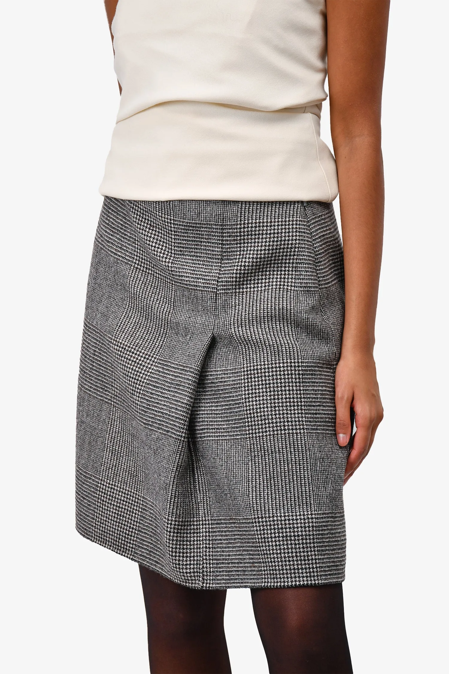 Weekend Max Mara Jupe en Laine Gris à Motif Pied-de-Poule Taille 2