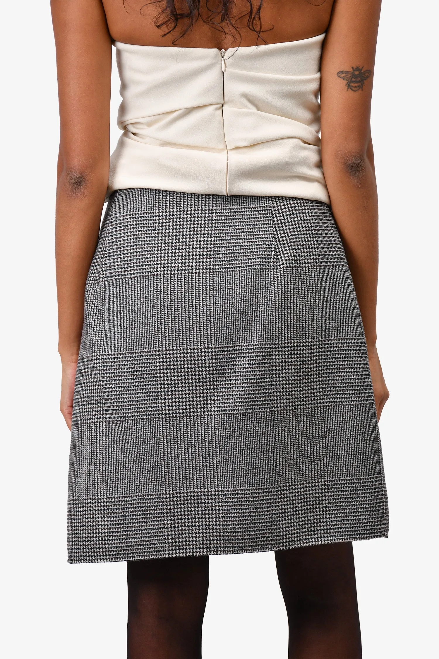 Weekend Max Mara Jupe en Laine Gris à Motif Pied-de-Poule Taille 2