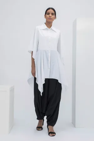 Chemise de salon évasée blanche