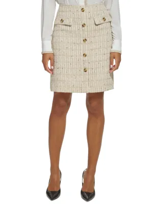 Jupe texturée à boutonnage devant pour femme, Beige