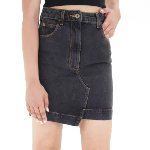 Mini-jupe en jean pour femme, gris foncé