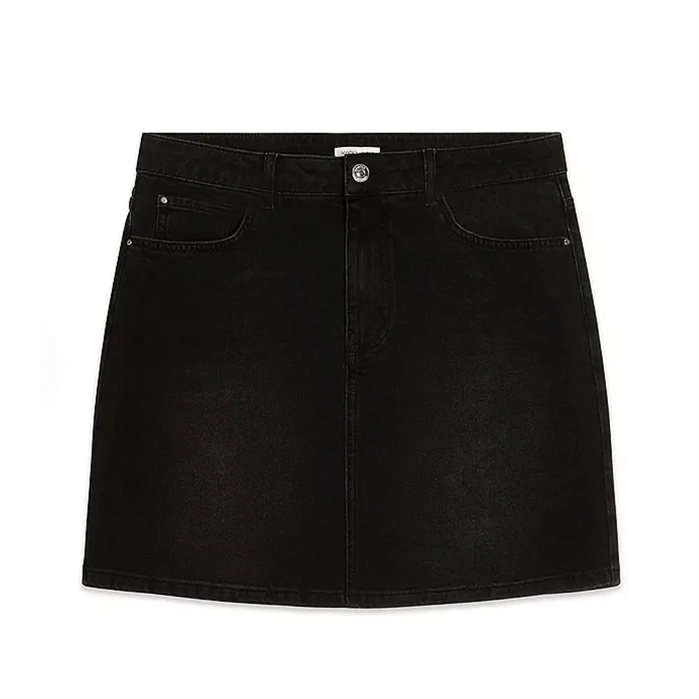 Jupe en denim uni pour femme, Noir