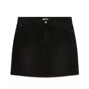 Jupe en denim uni pour femme, Noir
