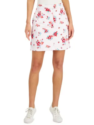 Jupe-Short Imprimée Fleurie pour Femme, Blanc