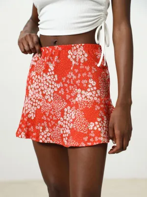Jupe imprimée florale pour femme, Brique