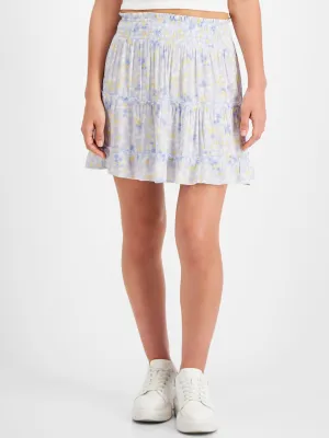 Jupe imprimée florale pour femme, Bleu clair