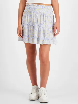Jupe imprimée florale pour femme, Bleu clair