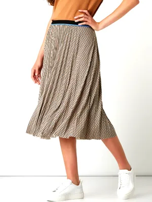 Jupe mi-longue en tissu écossais pour femme, Multicolore