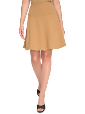 Jupe en crêpe unie pour femme, Beige