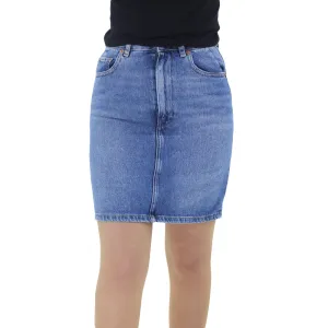 Jupe en denim uni pour femme, Bleu