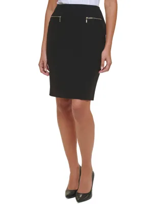 Jupe crayon unie pour femme, Noir
