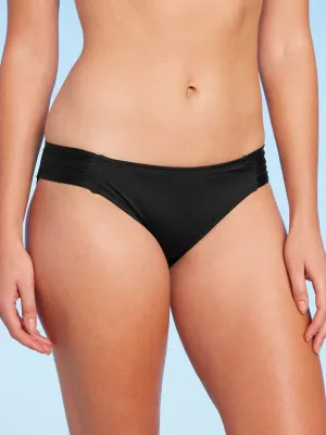 Bas de bikini uni pour femme, Noir