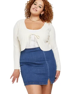 Jupe en denim uni pour femmes, Bleue