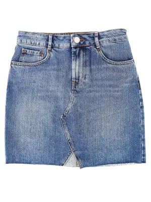 Jupe en denim uni pour femmes, Bleue