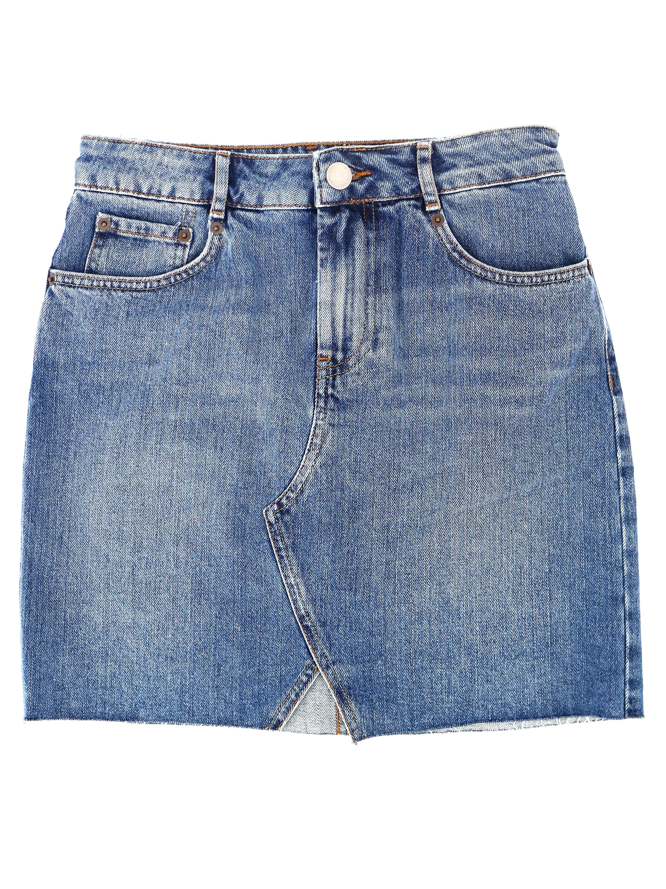 Jupe en denim uni pour femmes, Bleue