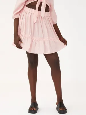 Jupe mini à volants pour femmes grande taille, rose clair